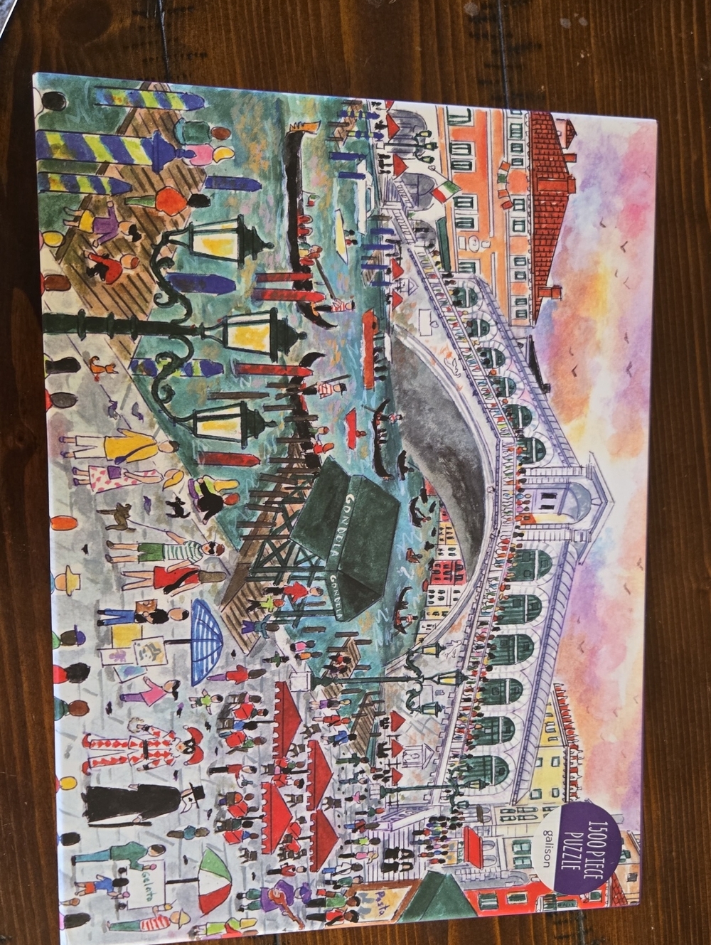 Venice Bridge Waterfront Art Print Puzzle - Multicolor